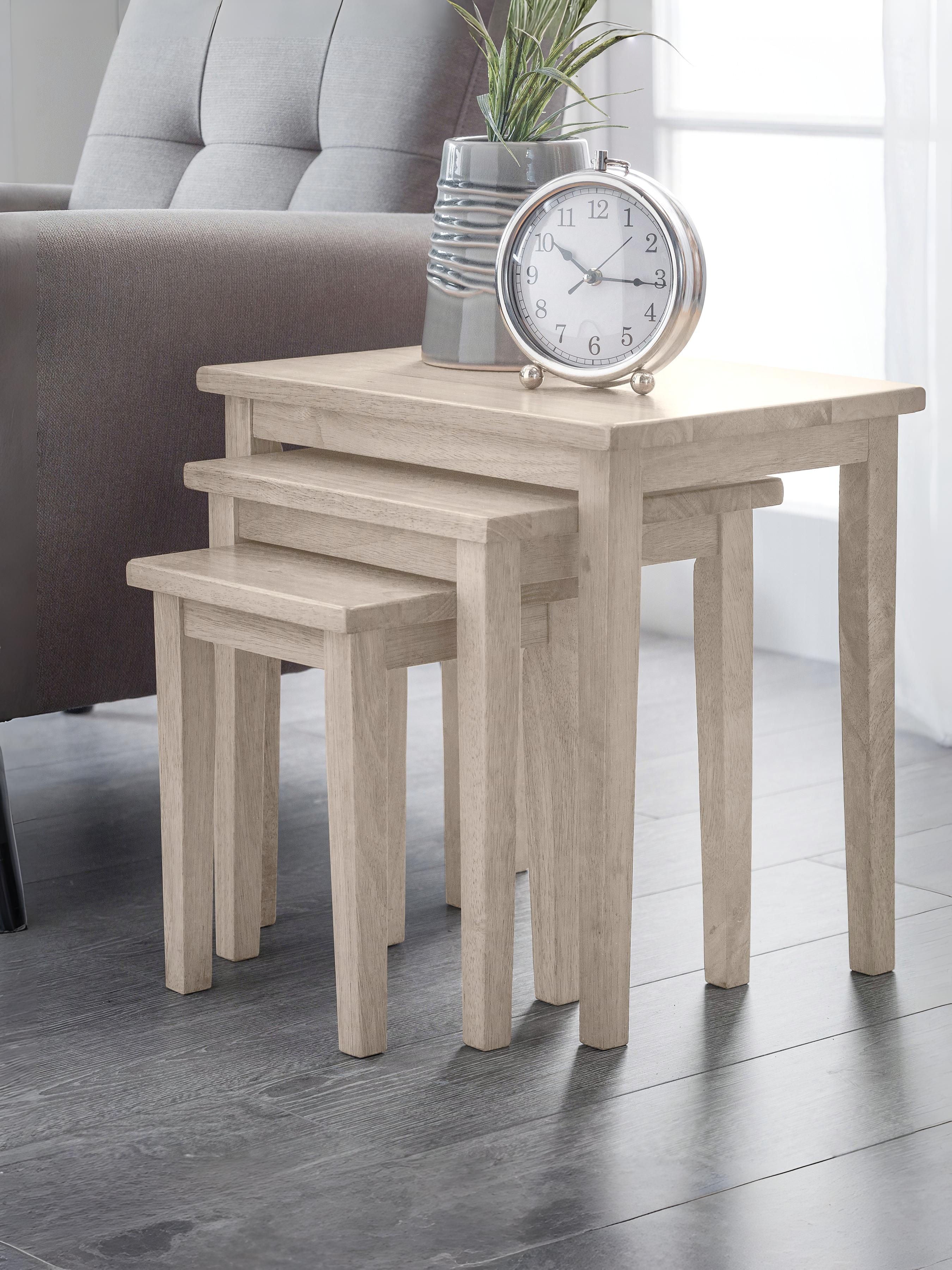 Milo Whitewash Wood Nest of Tables